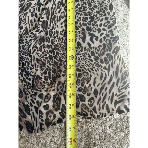 Chico’s Leopard Print Sheer Blouse Top Button Down Long Sleeve Pockets Tunic M 1 - Picture 5 of 7
